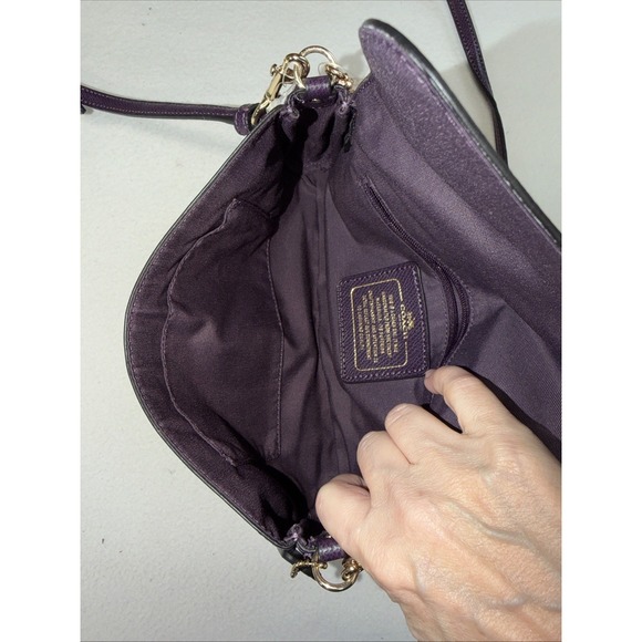 COACH Ruby F54849 Deep Plum Cross Grain Leather Crossbody/Wristlet/Shoulder Bag - Picture 6 of 15